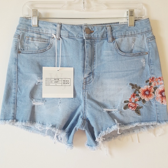 Wax Jean Pants - Wax Jean Frayed Raw Hem Distressed Jean Shorts NWT